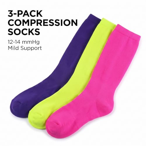 Image of Tipi Toe 3 Pairs Patterned Compression Socks for Women & Men, 12-14 mmHg Mild Support for Circulation & Swelling, Knee High