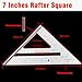 7 Inch Aluminum Rafter Square - Double-Sided Engraved Scales, Precision Carpentry Tool for Woodworking, Roof Pitch & Angle Marking