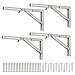 Ouvin Lot de 4 supports d'étagère pliants 30,5 cm en acier inoxydable robuste pour étagère murale à monter soi-même avec angle droit pour table de travail pliable Argenté 35,6 cm