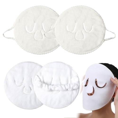 Face Steaming Towel 4 Pack Reusable Facial Steamer Spa Towel 2 in 1 Cold Hot Compress Towels Cotton Face Mask with Headband Beauty Skin Care Spa Towels for Women Girls Beauty Salons Home Deal