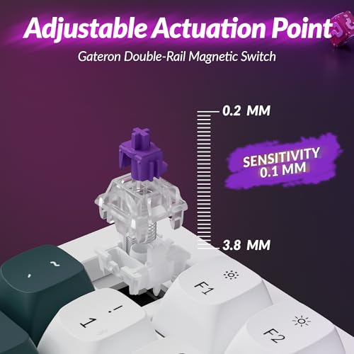 Image of Keychron Q3 HE Wireless Custom Mechanical Keyboard, 2.4 GHz /Bluetooth /Wired QMK Rapid Trigger 80% TKL Hot-Swappable Programmable RGB Gateron Double-Rail Magnetic Switches for Mac Windows, Shell White