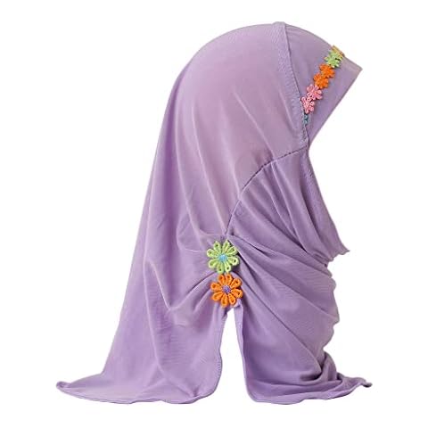 Suillty Kids Floral Lace Muslim Hijab Scarf Cover