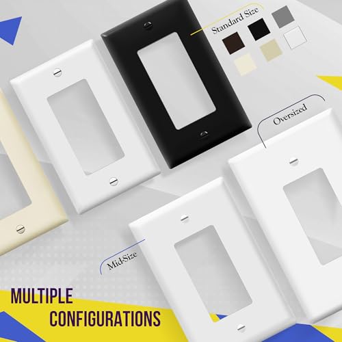 ENERLITES Decorator Light Switch or Receptacle Outlet Wall Plate, Over-Size 1-Gang 5.5" x 3.5", Unbreakable Polycarbonate Thermoplastic, UL Listed, 8831O-W-10PCS, White (10 Pack)