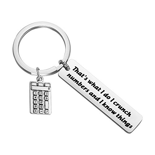 HOLLP Accountant Gift Calculator Charm Keychain That's What I Do I Crunch Numbers and I know Things Keychain