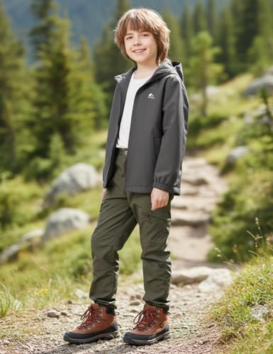 Image of Kids Rain Jacket Lightweight Waterproof Rain Coats Outerwear with Hood for Boys Girls Size 5-15