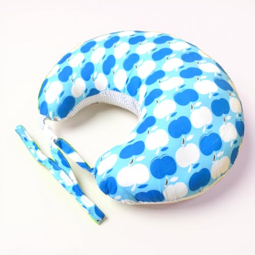 Image of VParents Multipurpose Baby Feeding Nursing Cum Maternity Pillow for New Born Cotton, Recommended for Maternity, Nursing, Medical Cheeky Cheeky (Blue) 110501
