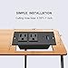 USB C Recessed Power Strip Fast Charge Desktop Power Station 2 Outlets 2 USB (PD20W & QC18W, Total 20W) Mountable Flat Plug Extension Cord Mount for Tabletop Sofa Cabinet Nightstand (USB C Black)