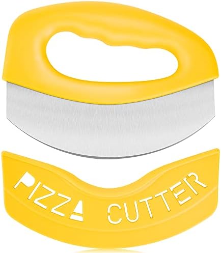 Urbanstrive Heavy Duty Stainless Steel Pizza Cutter with Cover, Super Sharp Blade Pizza Knife Pizza Cutter Rocker, Perfect Kitchen Gadgets for Pizza Cutting Home Essentials, Yellow