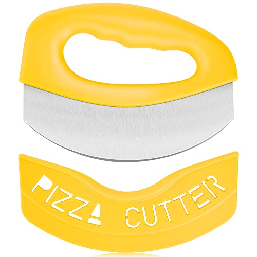 Urbanstrive Heavy Duty Stainless Steel Pizza Cutter with Cover, Super Sharp Blade Pizza Knife Pizza Cutter Rocker, Perfect Kitchen Gadgets for Pizza Cutting Home Essentials, Yellow