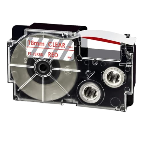 �݊����̂��郉�x���e�[�vXr 18ms on Red for Printer 18mm x 8m works with KL 120 750 170 130 200E 300(Red on Clear)