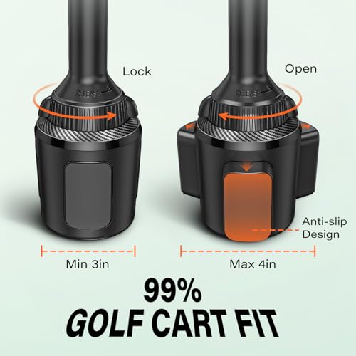 A2C Golf Cart Fan Rechargeable, Cup Holder Base Battery Operated Cooling Fan, 3 Speeds Powerful Airflow Compatible with EZGO, Club Car, Yamaha, 360&deg; Rotatable Golf Cart Accessories