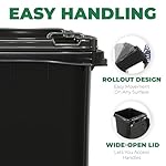 EconoHome Outdoor Garbage Can with Lid - 32 Gallon Trash Can for Backyard, Deck, Garage - Dual Wheels, Extra Heavy-Duty, Durable Handle - Versatile Home & Commercial Storage Container - Black, 2-Pack - Image 5