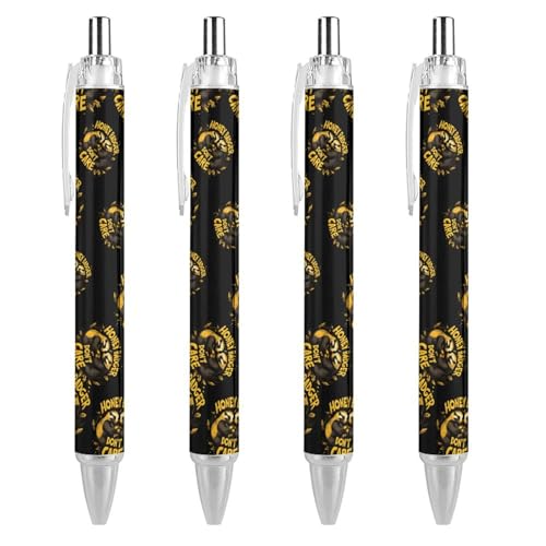 Bolígrafo retráctil negro Badger Don't Care de punta fina 0,5 mm, pack de 4 unidades