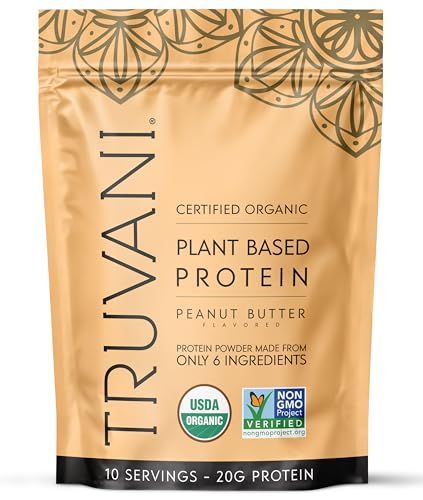 Truvani Vegan Pea Protein Powder | Peanut Butter | 20g Organic Plant Based Protein | 10 Servings | Keto | Gluten & Dairy Free | Low Carb | No Added Sugar