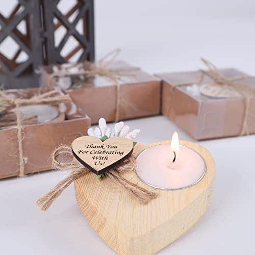 Pack of 10 Heart Shaped Wood Tealight Candle Holder, Bridal