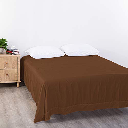 BEDSUM King Microfiber Flat Bed Sheet Only, Luxury 1800 Thread Count Wrinkle and Fade Resistant Bedding Top Sheet, Brown