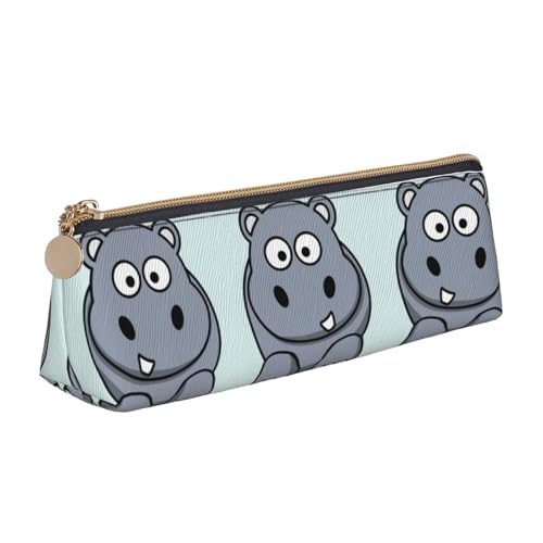 KAPPTYY Estuche para lápices de dibujos animados con diseño de hipopótamo escolar de apertura amplia, ligera y espaciosa, bolsa de papelería con cremallera, White, Talla única, Organizador de bolsas