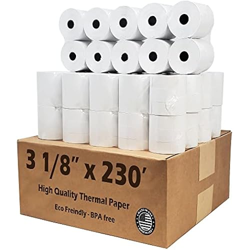 54 GSM CLOVER PoS 3-1/8" x 230' THERMAL RECEIPT PAPER - 50 NEW ROLLS by Nayelish RITEMADE for Clover Station Point-of-Sale System