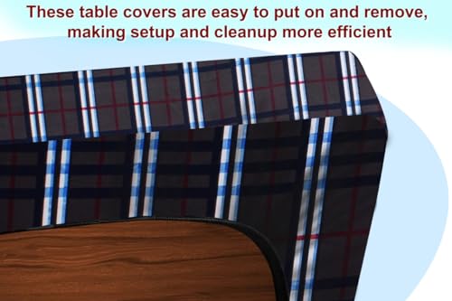 Image of The Furnishing Tree Elastic Rectangular Dining Table Cover WxL 32x54 in Inches Polyester Checkered Pattern Grey