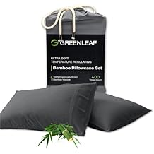 Greenleaf Queen Pillow Cases Set of 2 | Ultra-Soft Pillow Covers | Envelope Closure | Organically Grown | 100% Viscose Derived from Bamboo Pillowcase | Breathable & Cooling Pillow Cases, Charcoal Grey