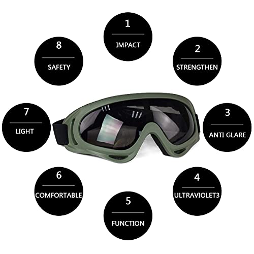 Maschere E Occhiali Da Sole Airsoft, Mezza Faccia Maschera In Maglia Piena Di Acciaio E Occhiali Per Cs/Caccia/Paintball/Tiro (Od Skull) - 4