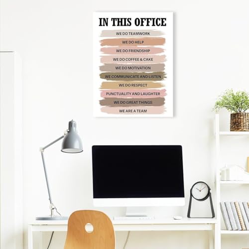 Motivational Teamwork Poster In This Office We Do Teamwork Canvas Wall-Art Colorful Inspirational Painting for Workplace Office Conference Room(Framed,08x12inch(20x30cm)) [2]