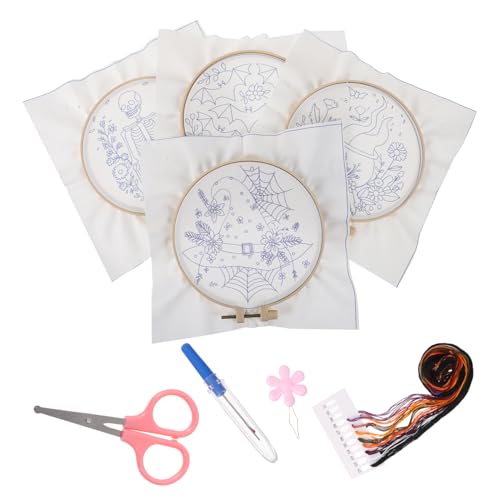 Kit broderie Halloween punch needle pour débutant avec tissu imprimé