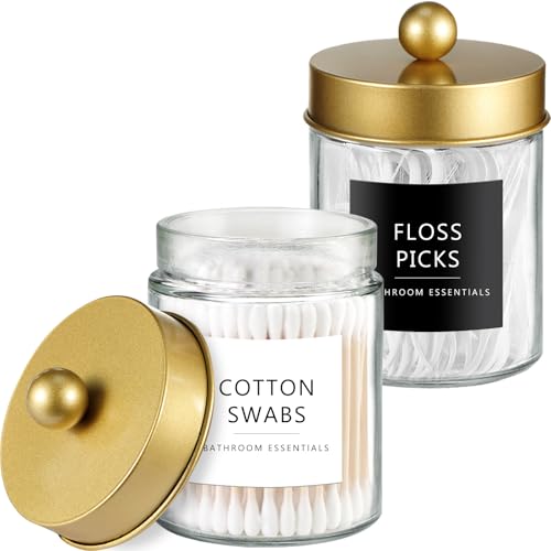 Amolliar 2 Pack Qtips Dispenser Holder - Bathroom Countertop Storage