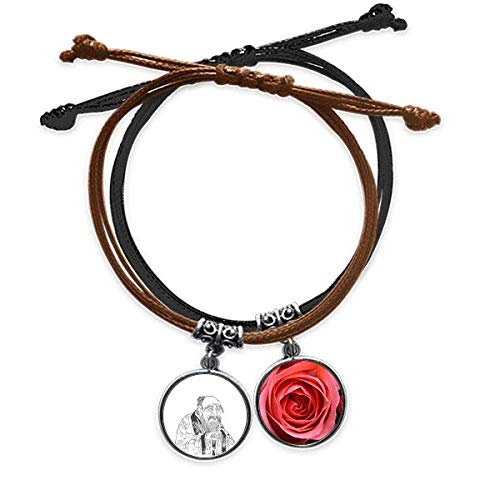 Bracelet en cuir Dao Religion orné d'une authentique calligraphie artistique à l'encre