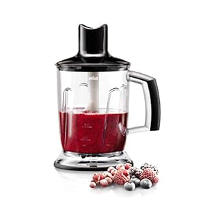 Braun MQ 40 BK, 3-in-1 Blender Accessoire, Mixer, Hakker en IJscrusher-aanzetstuk voor Staafmixer, Compatibel met Braun MultiQuick MQ3, MQ700-MQ787, MQ5, series EasyClick-systeem, Capaciteit 1,25 l