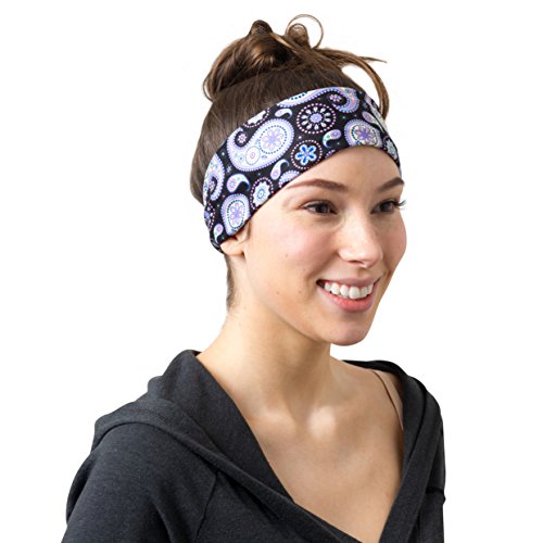 Riptgear Stretch Sport Headband For Women (Purple Paisley) — Made Of Non-Slip Sweat Wicking Fabric — Great For Yoga, Running Or The Gym — Soft Headband That Fits Most Head Sizes — (1-Pack) #TOP2