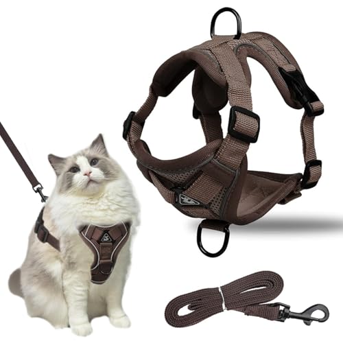Katzengeschirr mit Leine Ausbruchsicher, Katzengeschirr mit Leine Set, Verstellbar Katze Brustgeschirr mit Reflektierend Streifen & Atmungsaktiv...