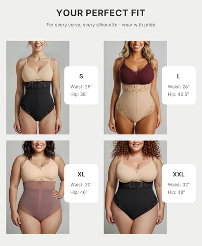 Image of SHAPELLX Tummy Control Shapewear for Women High Waisted Shaping Thong Faja | Hook zipper closure, high waist, airslim, under dress, no panty lines, no rolling, breathable mesh, for daily wear, formal