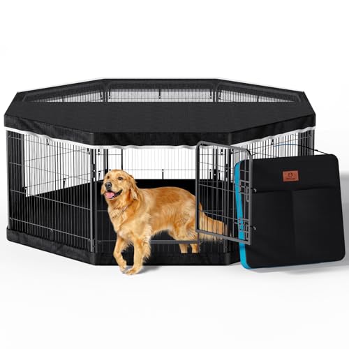PJYuCien-Dog-Playpen-Plus-Storage-Bag-for-Camping-24-H-Dog-Pen-with-Extra-Hard-Bottom-and-TopHeavy-Duty-Puppy-Playpen-for-PuppiesSmall-Dogs-8-Panels - Cucciolini Doodles   PJYuCien-Dog-Playpen-Plus-Storage-Bag-for-Camping-24-H-Dog-Pen-with-Extra-Hard-Bottom-and-TopHeavy-Duty-Puppy-Playpen-for-PuppiesSmall-Dogs-8-Panels
