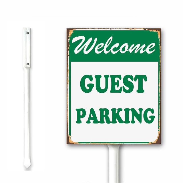 Welcome Guest Parking Sign No Parking Sign Yard Sign With Stake, 12x15CM Rustproof Aluminum Outdoor Use
