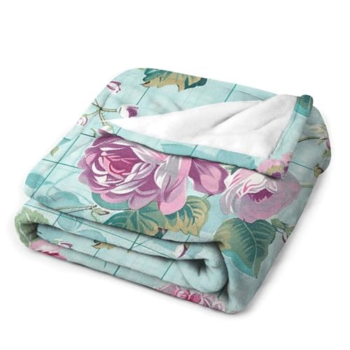 Couverture micro polaire fleurie 152x20 cm pour canapé