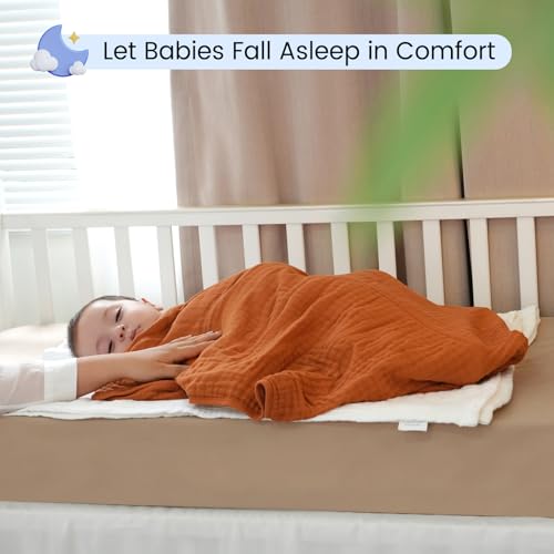 Image of david's kids 2 Pack Hooded Baby Towels, 100% Muslin Cotton 6-Layer Ultra Soft Breathable Absorbent Baby Bath Towels for Infant and Toddler, Newborn Essentials, Large 32x32Inch, Beige & Brown