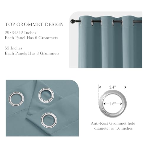 Image of PONY DANCE Dusty Blue Blackout Curtains 80 inch Long 2 Panels Set, Thermal Insulated Solid Grommet Closet Curtains for Bedroom Closet Door, Temporary Doorway Cover Room Divider Drapes, W 55 inch x L 80 inch