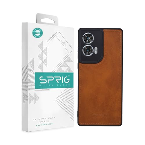 Image of SPRIG Compatible with Moto G96 Matte PU Leather TPU Premium Back Cover Drop Tested Shock Proof Mobile Case for Men, Women, Boys and Girls with Camera Protection (Light Brown)