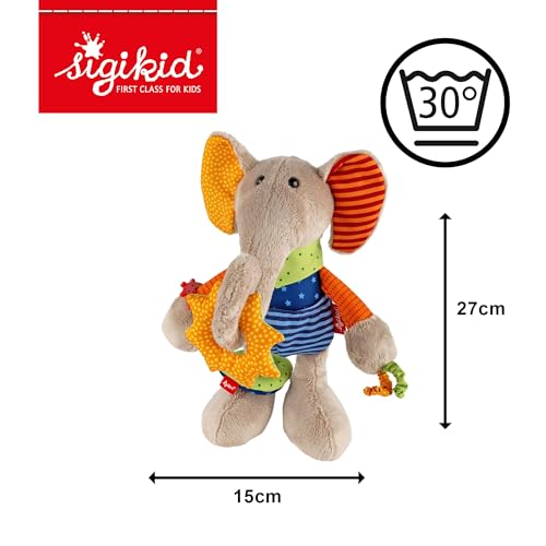 SIGIKID 40863 Aktywny słoń Baby Activity PlayQ Zabawka dla dzieci dla dziewczynek i chłopców, zalecana od 3 miesięcy, wielokolorowa