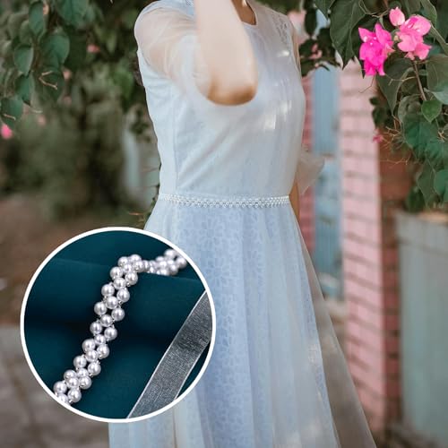 Pearl Bridal Belt, Wedding Dress Belt, Beaded Belt for Women, Organza Sash Belts for Dresses, Wedding Belt for Bride Bridesmaid Gowns Dress4