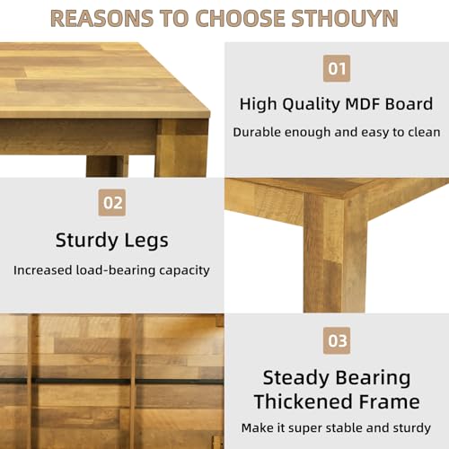 STHOUYN-71-6ft-Kitchen-Dining-Room-Table-for-6-8-Large-Farmhouse-Dinner-Table-Wood-Rectangular-Long-Table-for-Big-Family-Waterproof-Scratch-Resistant-Conference-Table-Brown STHOUYN 71 6ft Kitchen Dining Room Table for 6 8 Large Farmhouse Dinner Table Wood Rectangular Long Table for Big Family Waterproof Scratch Resistant Conference Table Brown