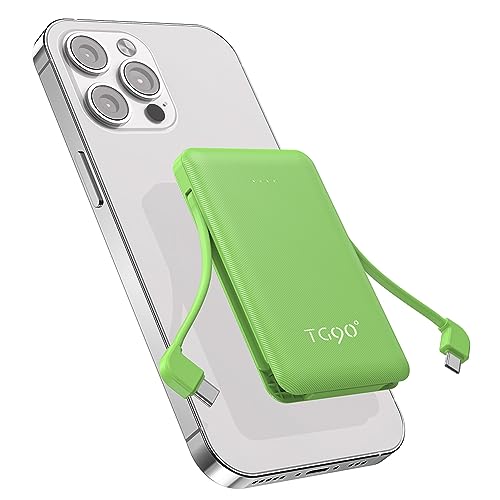 TG90° Power Bank 6000mah Portable Battery Charger, Mini Power Bank with Built-in Cables Portable Phone Charger