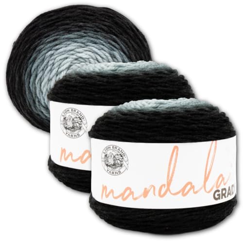 Lion Brand Yarn, Mandala Gradient Variegated Yarn, Black, 3 Pack