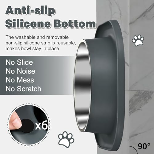 2PACK Large Stainless Steel Dog Bowls, 7 Cup Water & Food Bowl with Anti-Skid Rubber Base for Large Pet, Metal Bowl Spill Proof Dog Dish with Silicone Feeding Mat for Dry and Wet Foods, Grey 2PACK Large Stainless Steel Dog Bowls, 7 Cup Water & Food Bowl with Anti-Skid Rubber Base for Large Pet, Metal Bowl Spill Proof Dog Dish with Silicone Feeding Mat for Dry and Wet Foods, Grey
