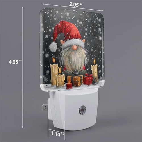 Image of Gnome Christmas Candles LED Plug-in Night Lamp 2 Piece Set, Auto Sensor Nightlights Set of 2 for Bedroom Bathroom