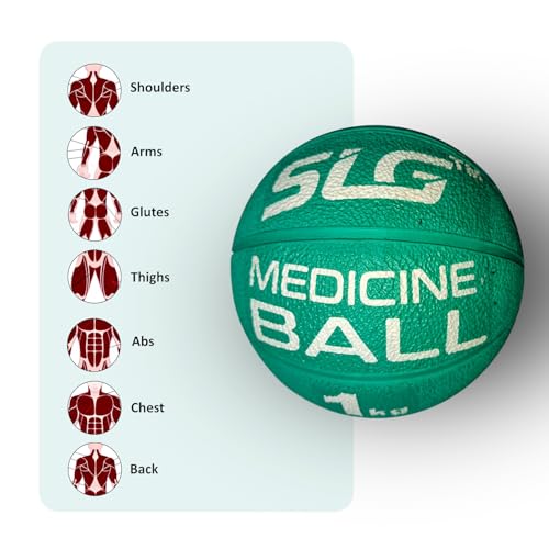 Image of SLG Rubber Medicine /Exercise Ball -Upper & Lower Body Exercises |Fitness Ball for Strength, Balance & Core Workouts| Material:Rubber(Green, 1 kg)
