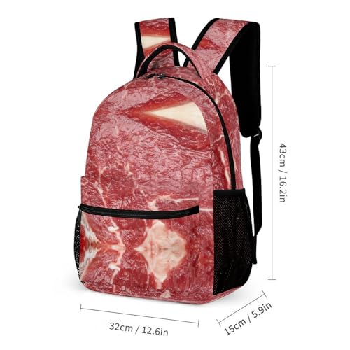 Beef Meat Backpack Portable Meal Bag, Stationery Bag Set, Sturdy And Durable2