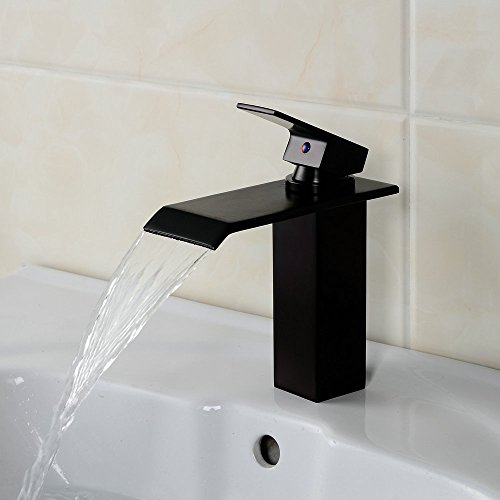 Hiendure® Latón cubierta Monte Juego Central Cascada Lavabo Cuenca del grifo, Bronce aceitado