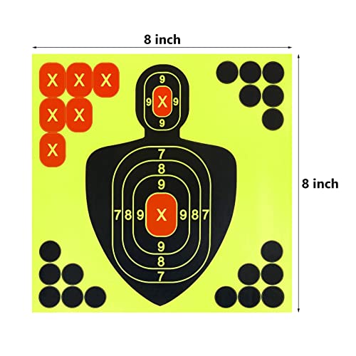 25 Pack Adhesive Targets For Pistol Shooting, Practice Targets For Shooting Rifle, Silhouette With Red Bullseye #TOP3